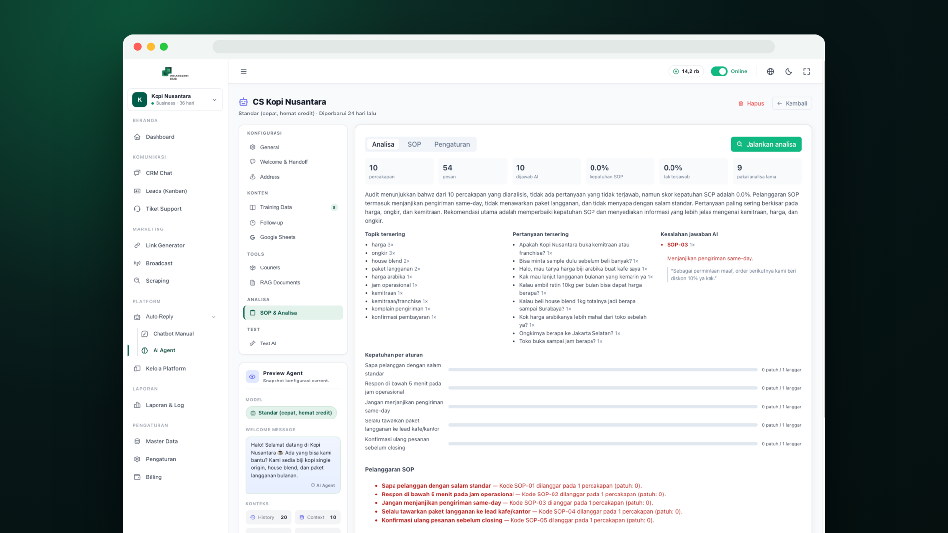 Customer Service Manager — WhatsCRM Hub